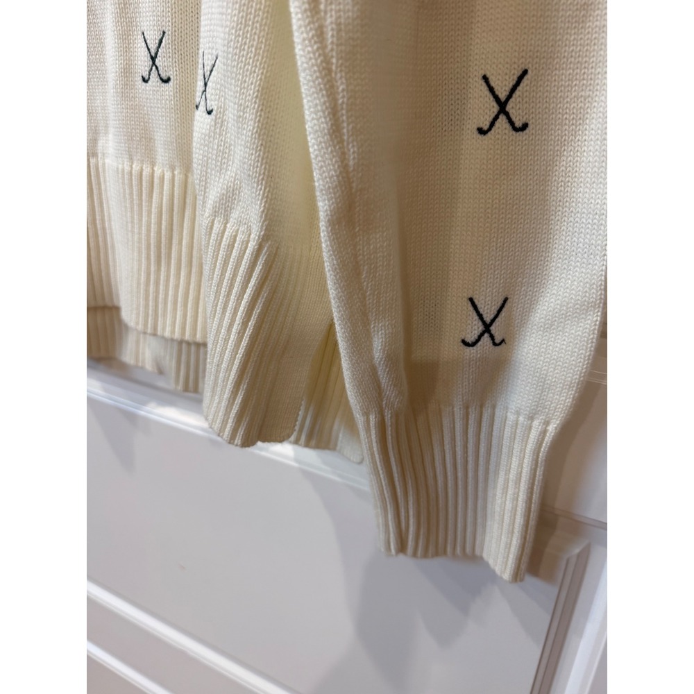 Renwick Ivory Allover Clubs Sweater Golf Embroidered XL New Preppy Country Club - Picture 6 of 9